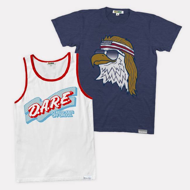 shop graphic shirts - men's epic eagle tee and men's patriotic dare tank top