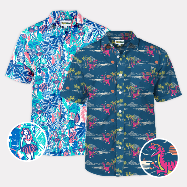 shop hawaiian shirts - men's island breeze and men's prehistoric party hawaiian shirts