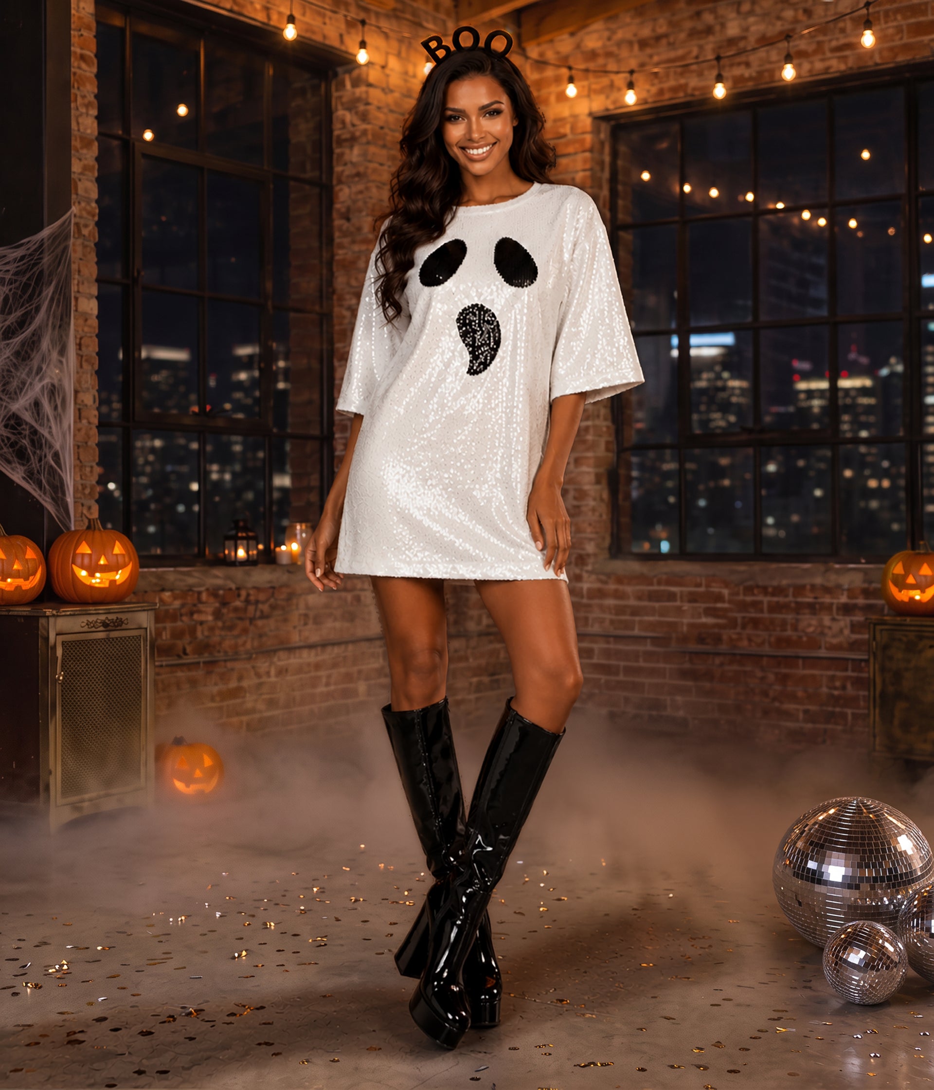Sequined Ghost Costume Dress Image 2