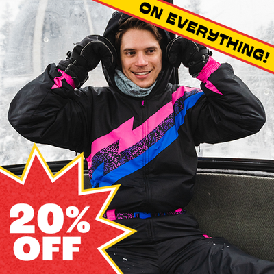 shop snow suits = image of model wearing men's night run snow suit