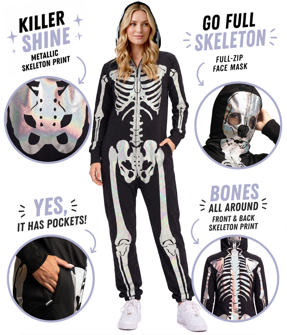 Women's Shimmer Skeleton Costume