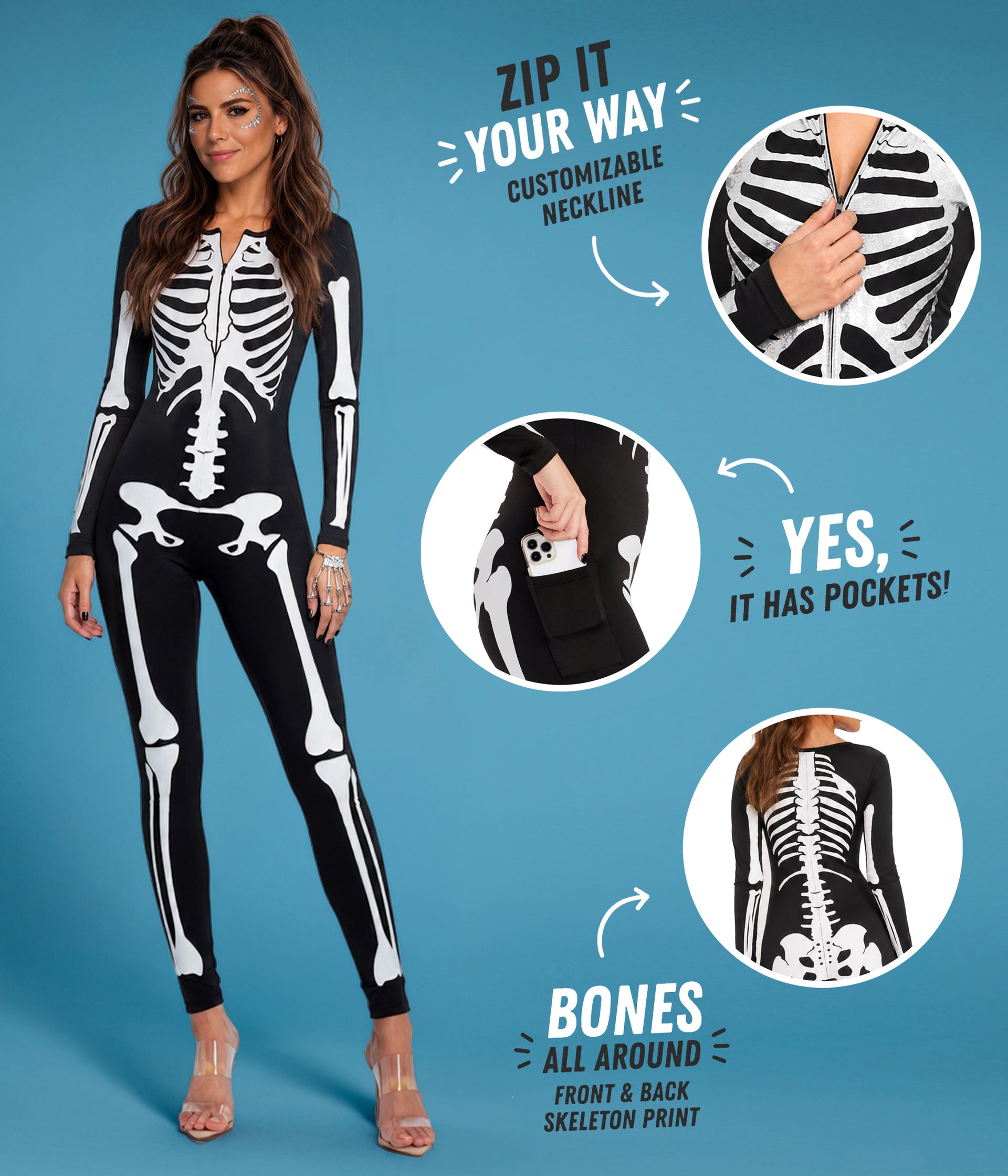 Skeleton Bodysuit Costume Image 2