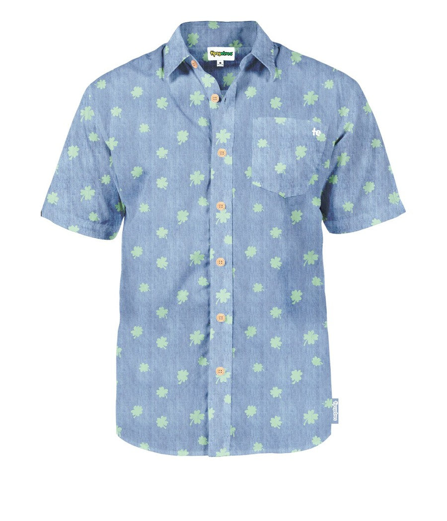 Men's Blue Clover Button Down Shirt Image 5