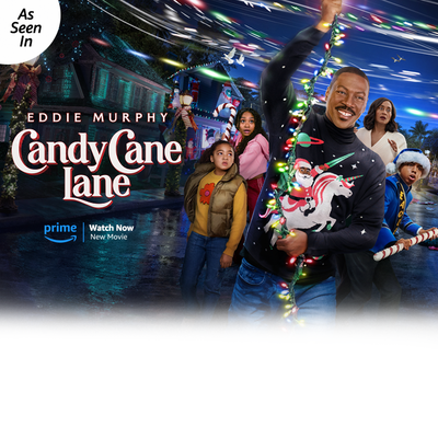 candy cane lane prime movie - Eddie Murphy wearing men's santa unicorn ugly christmas sweater