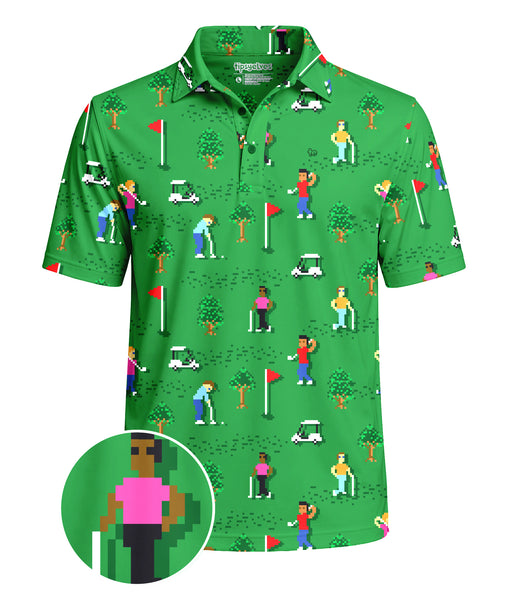8-Bit Birdie Golf Polo: Men's Golf Outfits | Tipsy Elves