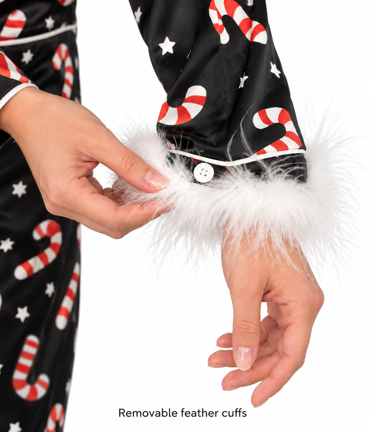 Women's Peppermint Nights Satin Feather Pajama Set