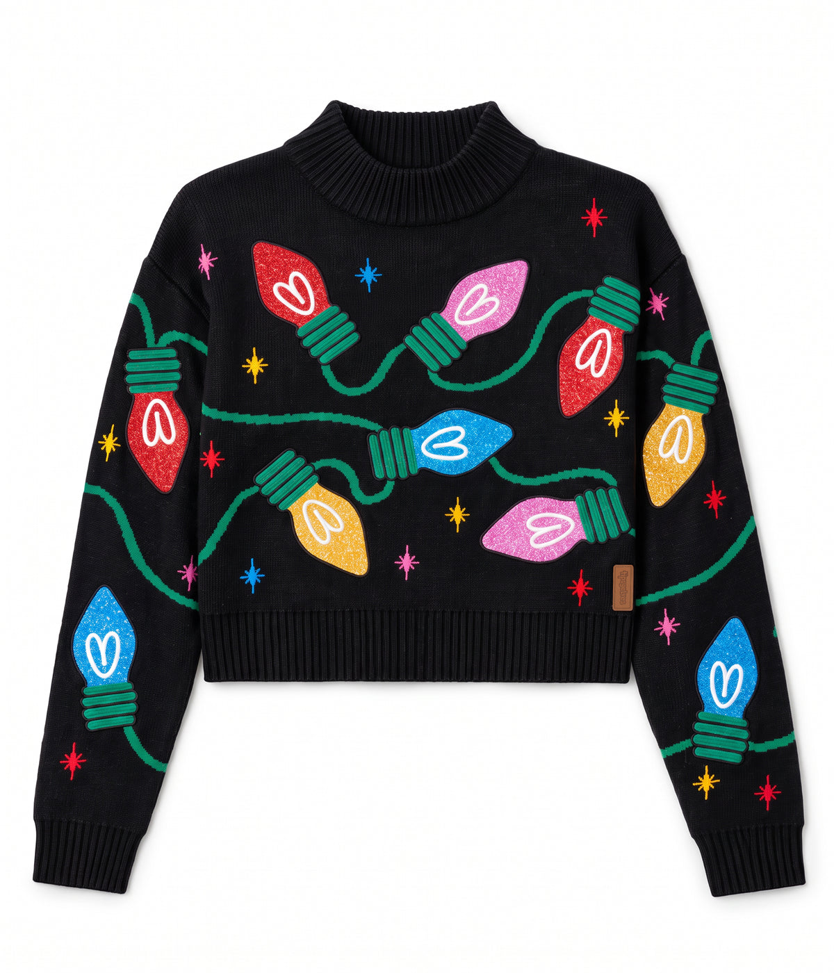 Women's Sequin Lights Cropped Turtleneck Sweater