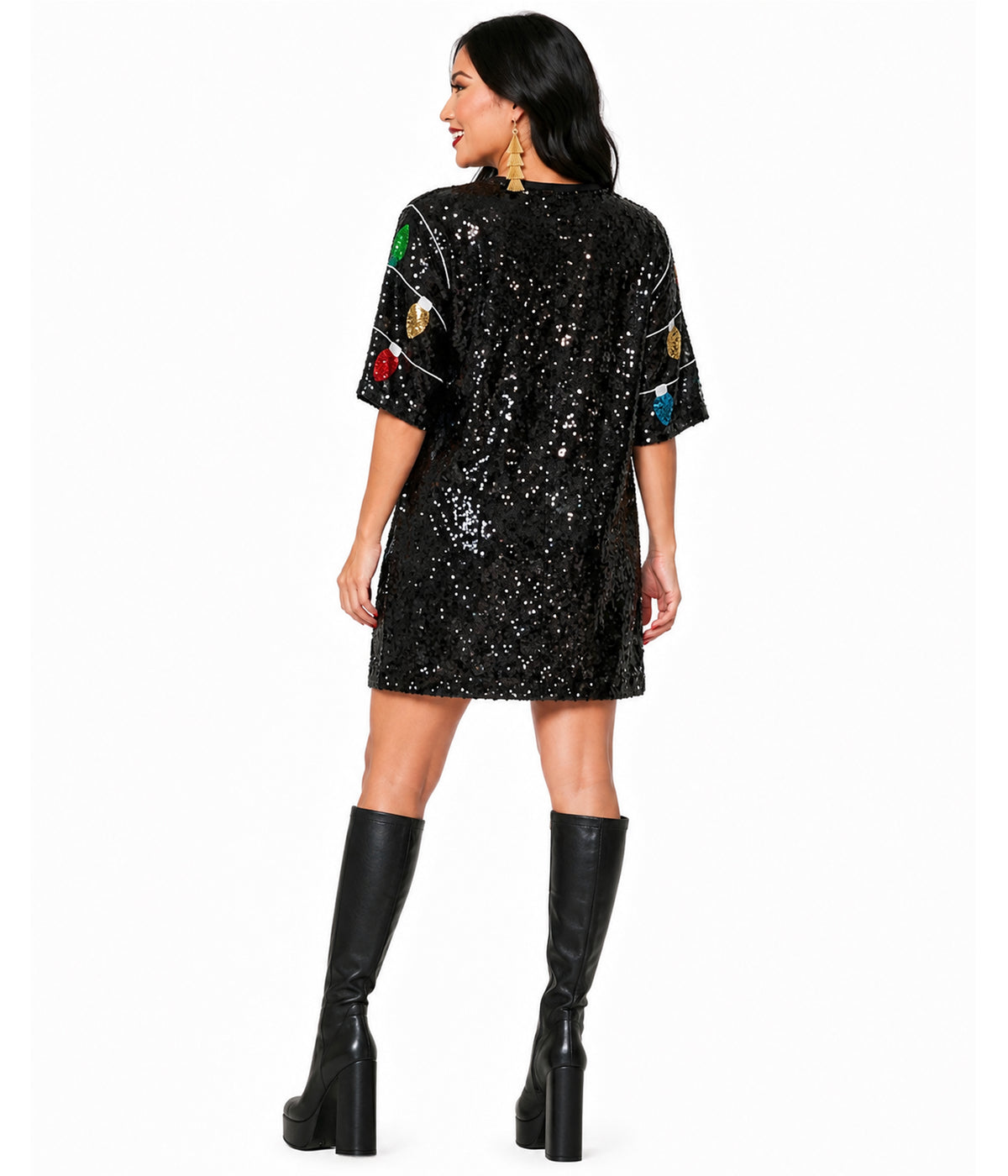 Women's Sequin Lights T-Shirt Dress