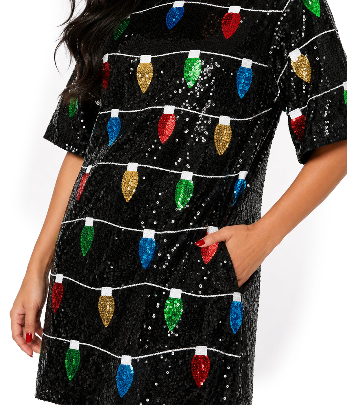 Women's Sequin Lights T-Shirt Dress