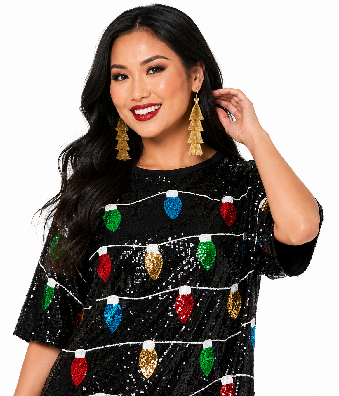 Women's Sequin Lights T-Shirt Dress