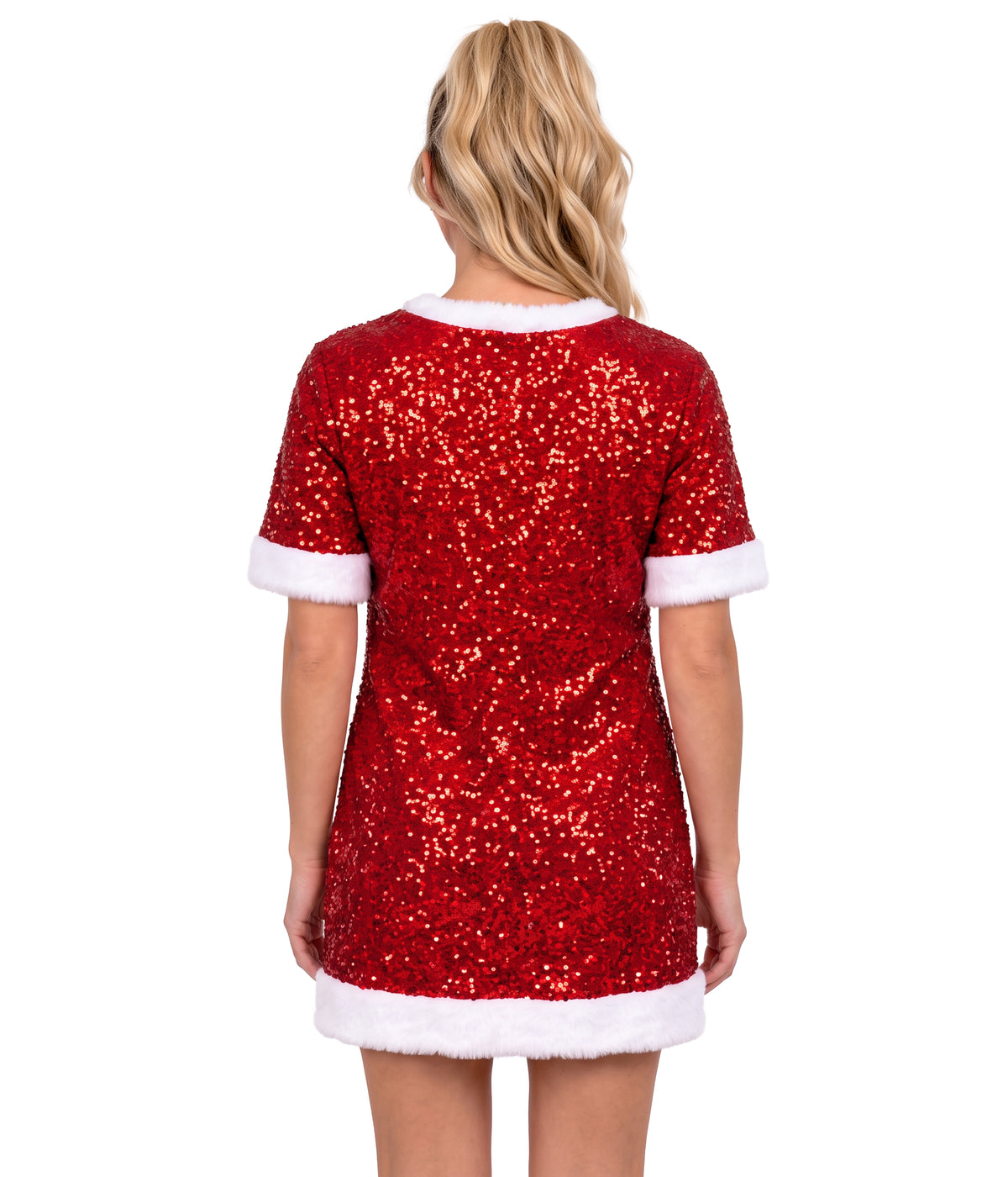 Women's Sequin Santa T-Shirt Dress