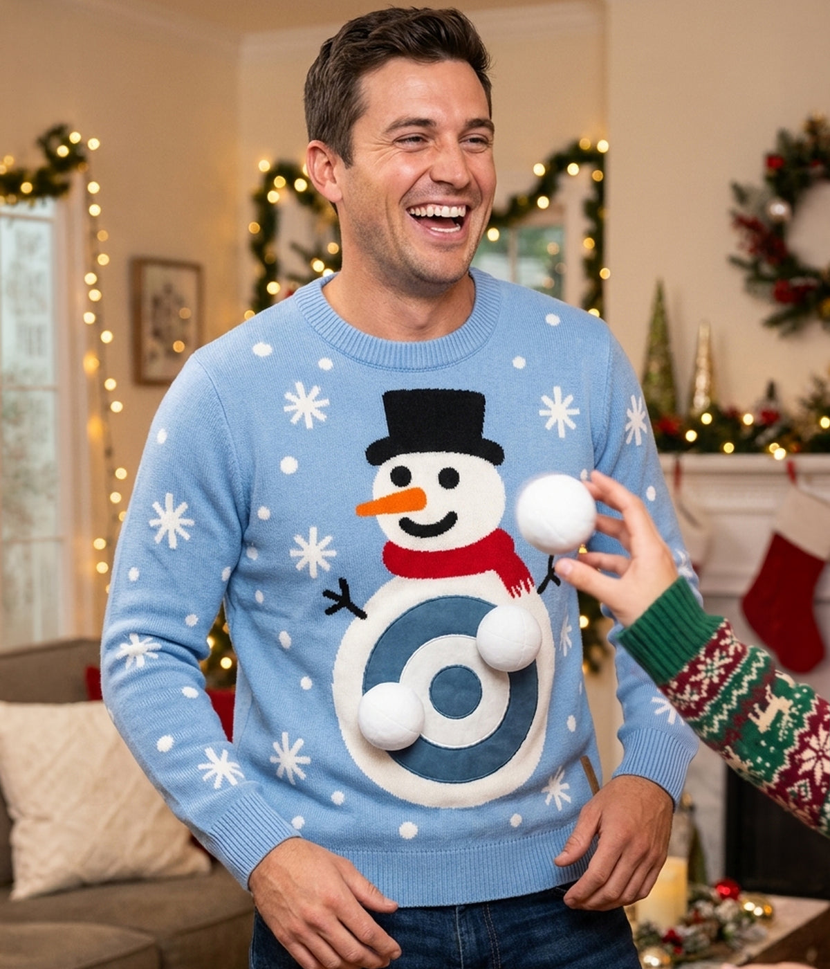 Men's Snowball Fight Game Ugly Christmas Sweater