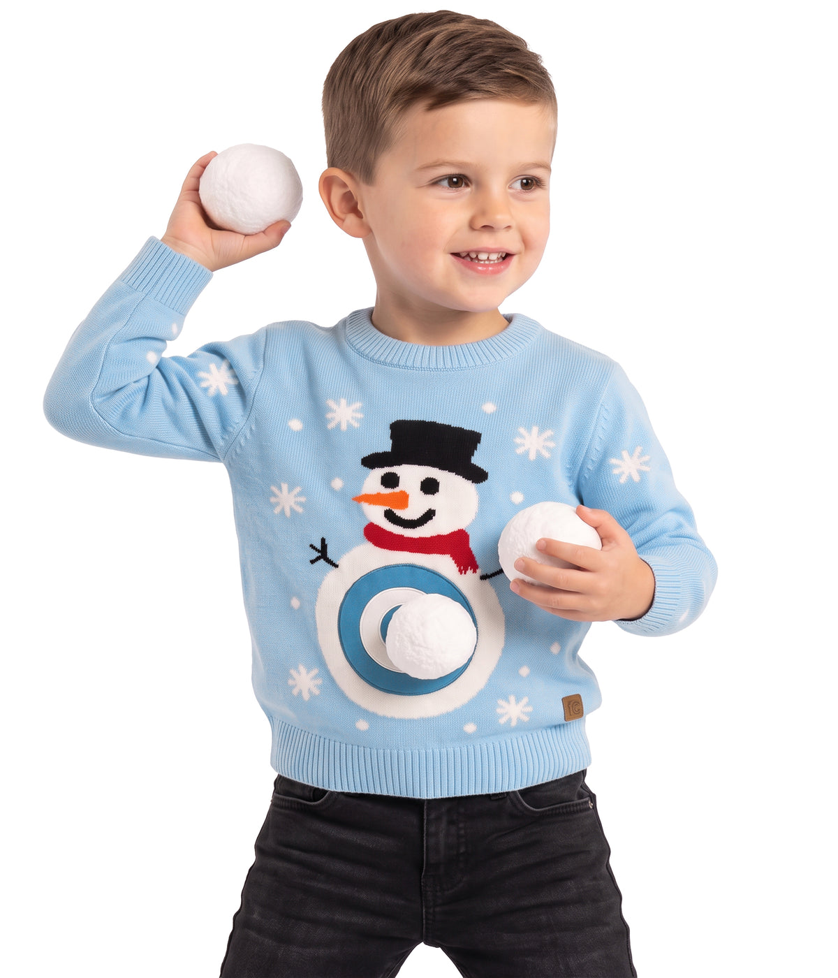Toddler Boy's Snowball Fight Game Ugly Christmas Sweater
