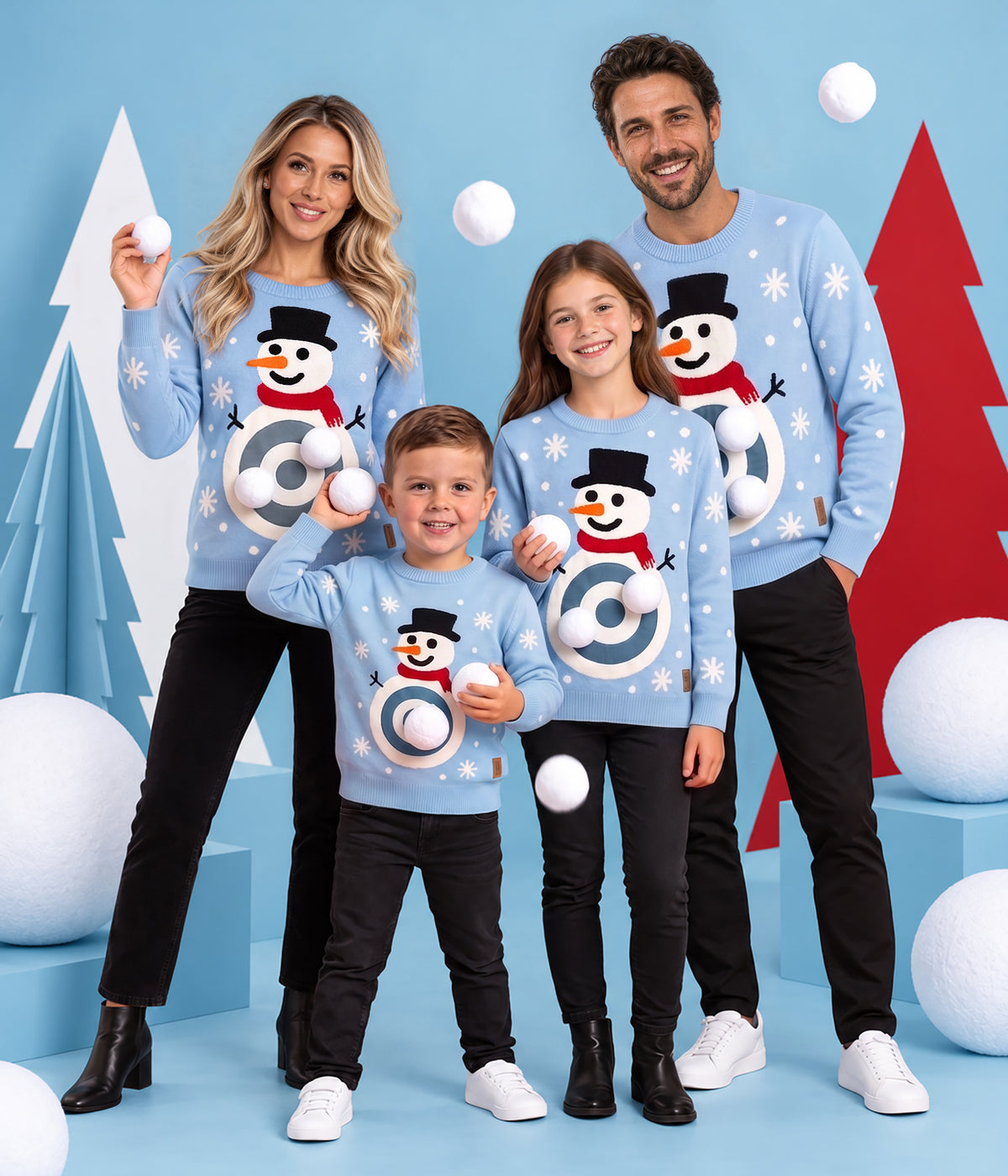 Toddler Girl's Snowball Fight Game Ugly Christmas Sweater