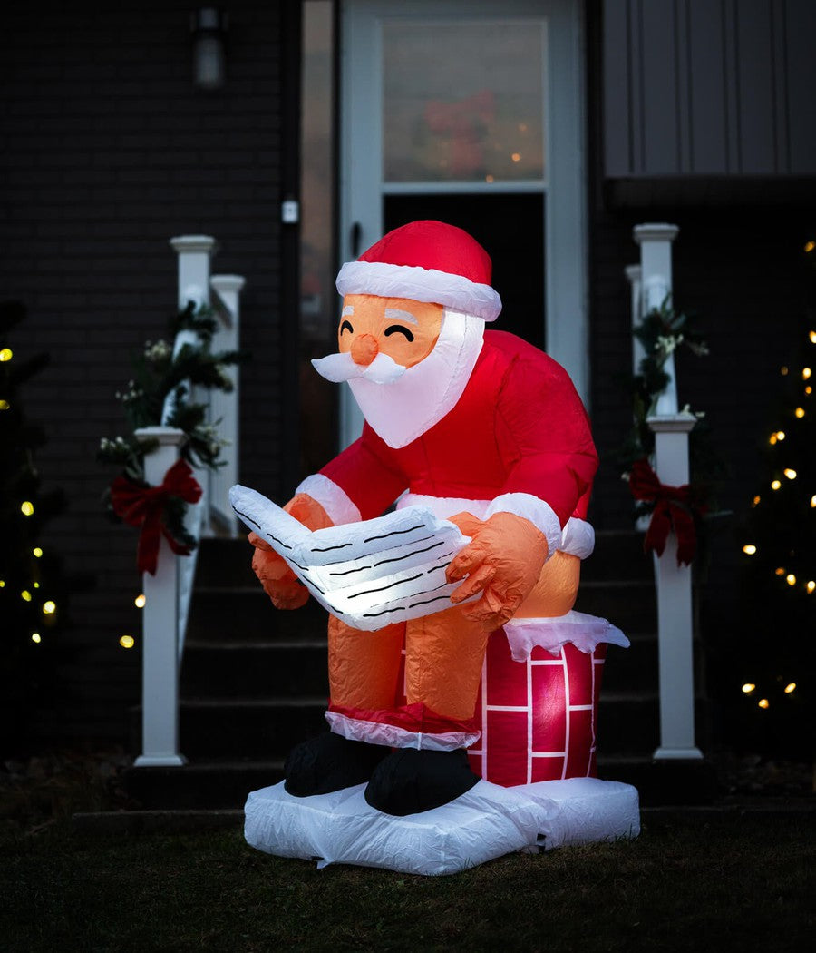Santa's Log on the Fire Christmas Inflatable Decoration