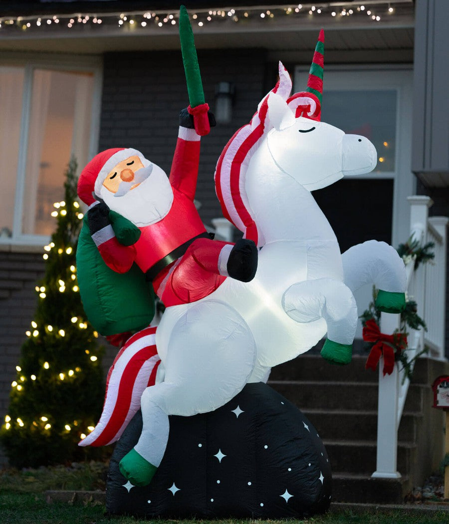 Santa Unicorn Christmas Inflatable Decoration Image 2