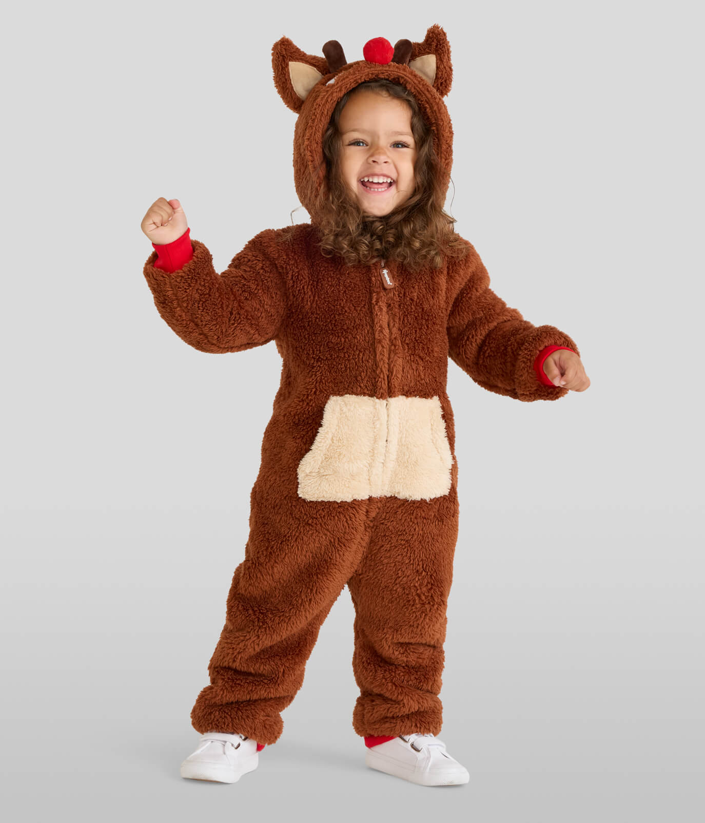 Toddler Girl's Rudolph Sherpa Jumpsuit