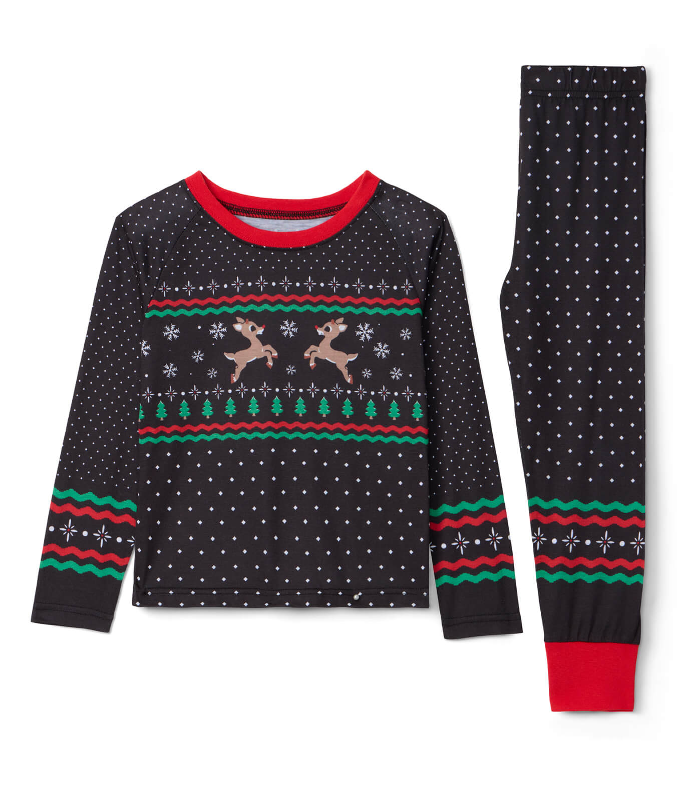 Toddler Boy's Fair Isle Rudolph Crew Neck Pajama Set