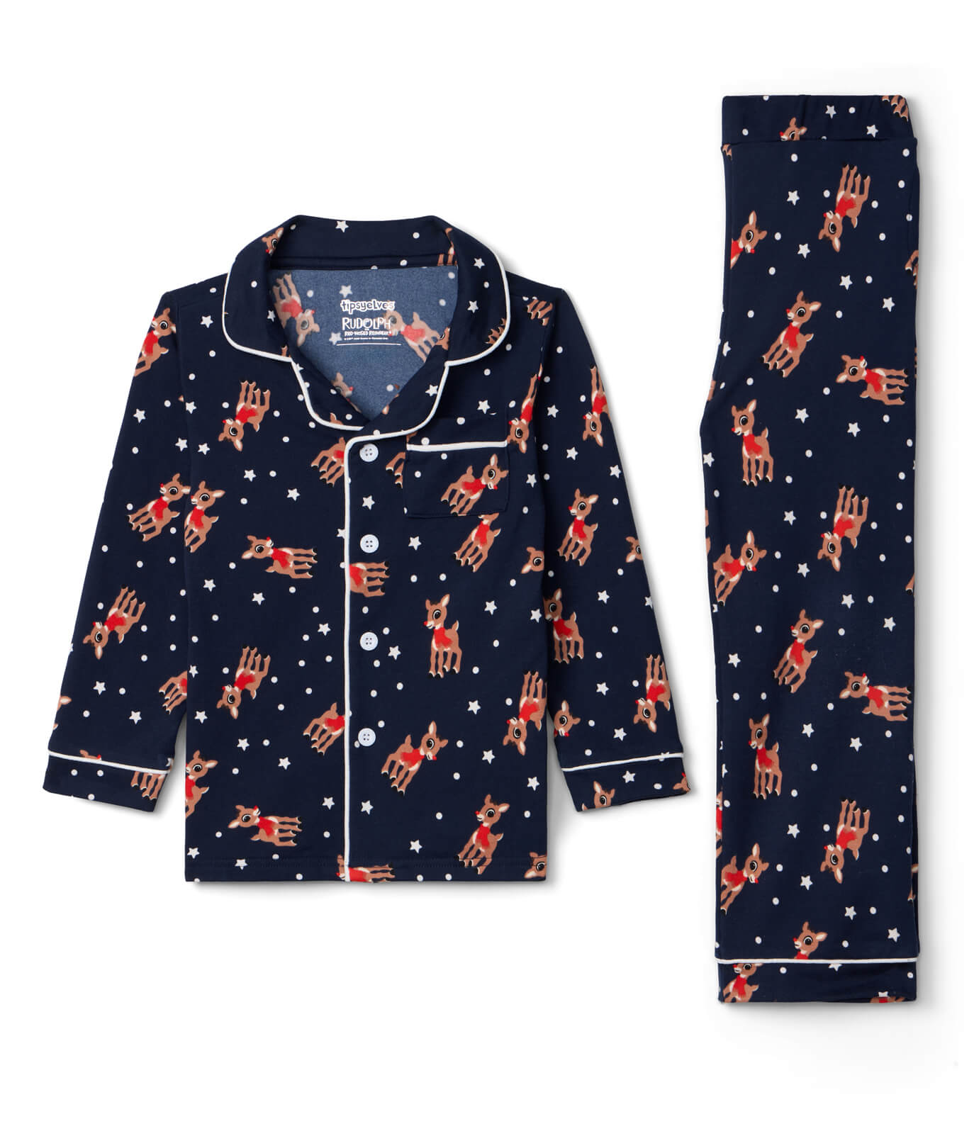 Toddler Boy's Rudolph Lapel Pajama Set