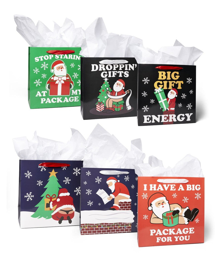 Naughty Santa Gift Bags - Set of 6