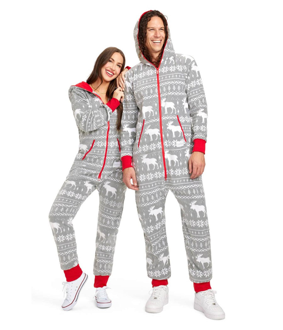 Matching grey moose couples jumpsuits