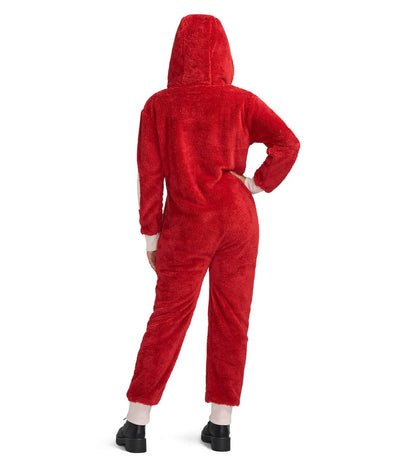 Women's Red Sherpa Jumpsuit Image 2