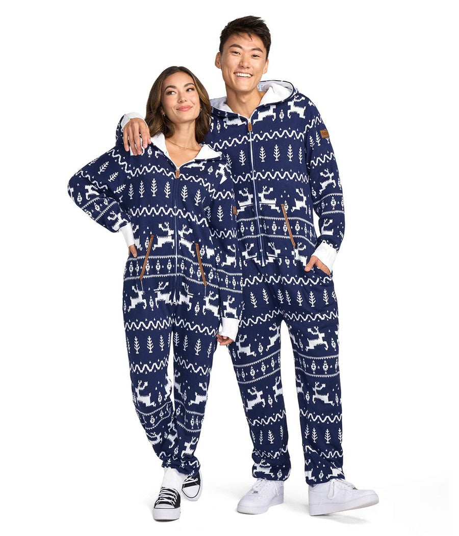 Men's Navy Fair Isle Knit Jumpsuit Image 4