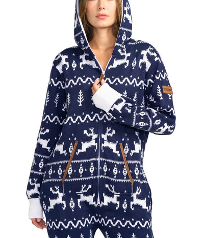 Women's Navy Fair Isle Knit Jumpsuit Image 3