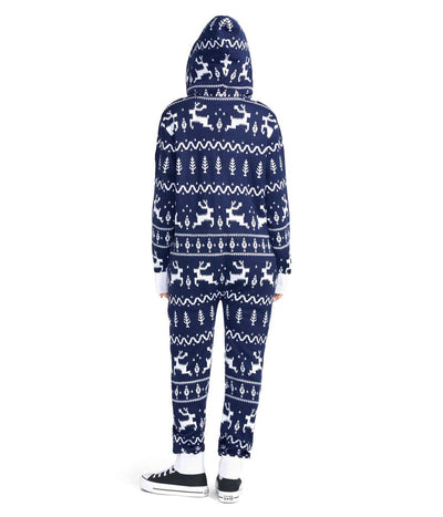Women's Navy Fair Isle Knit Jumpsuit Image 2