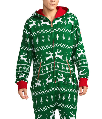 Men's Green Fair Isle Knit Jumpsuit Image 3