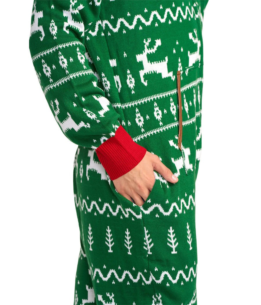 Men's Green Fair Isle Knit Jumpsuit Image 4