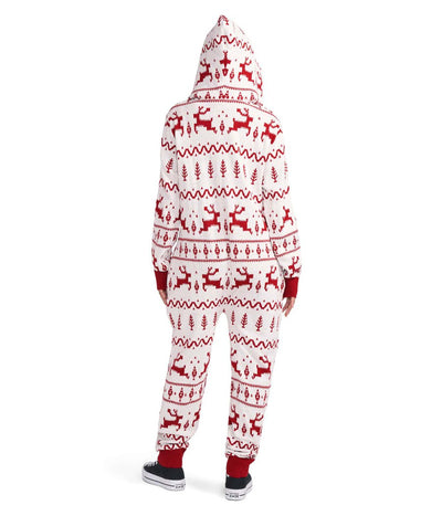 Women's Red and White Fair Isle Knit Jumpsuit Image 2