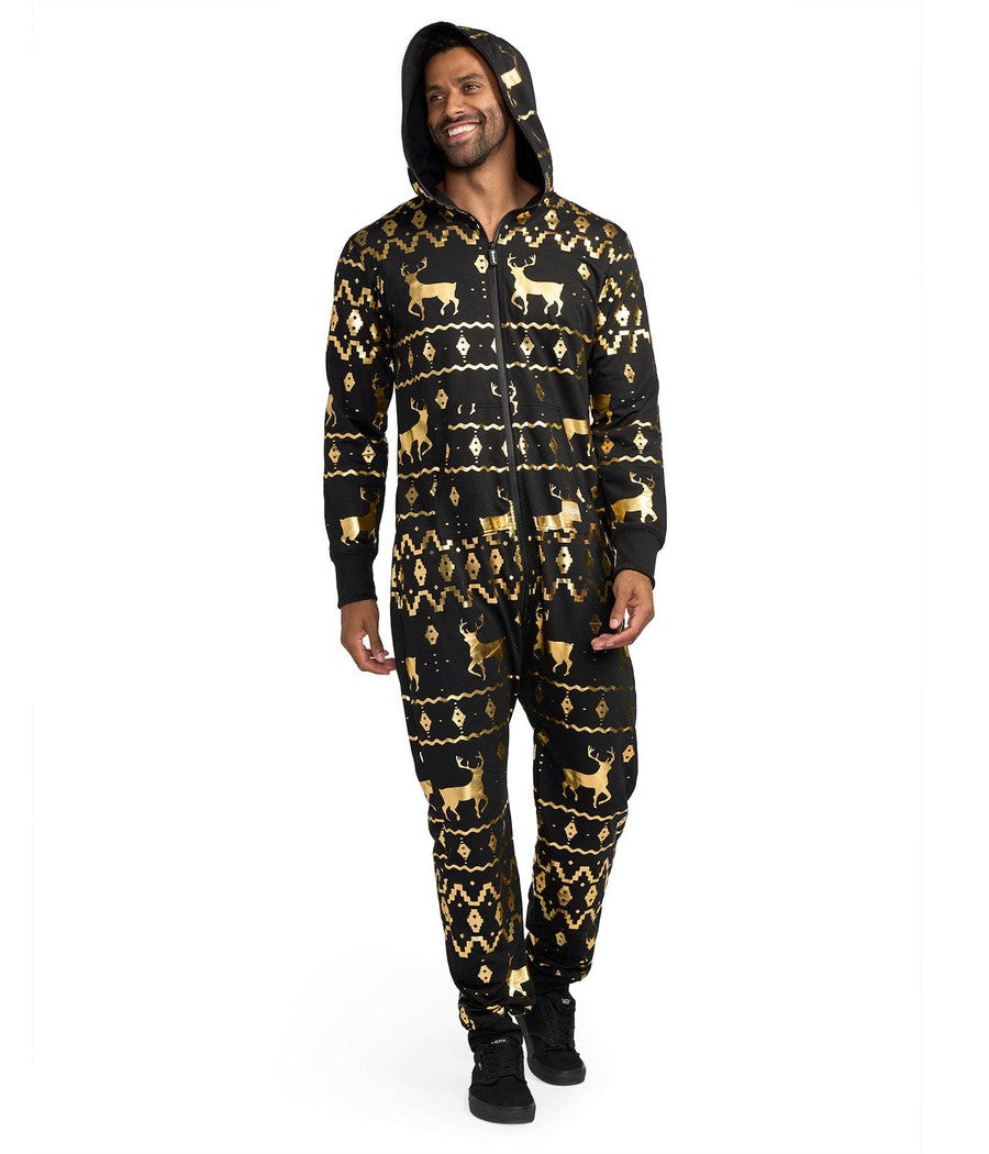 Men's Gold Foil Fair Isle Reindeer Jumpsuit