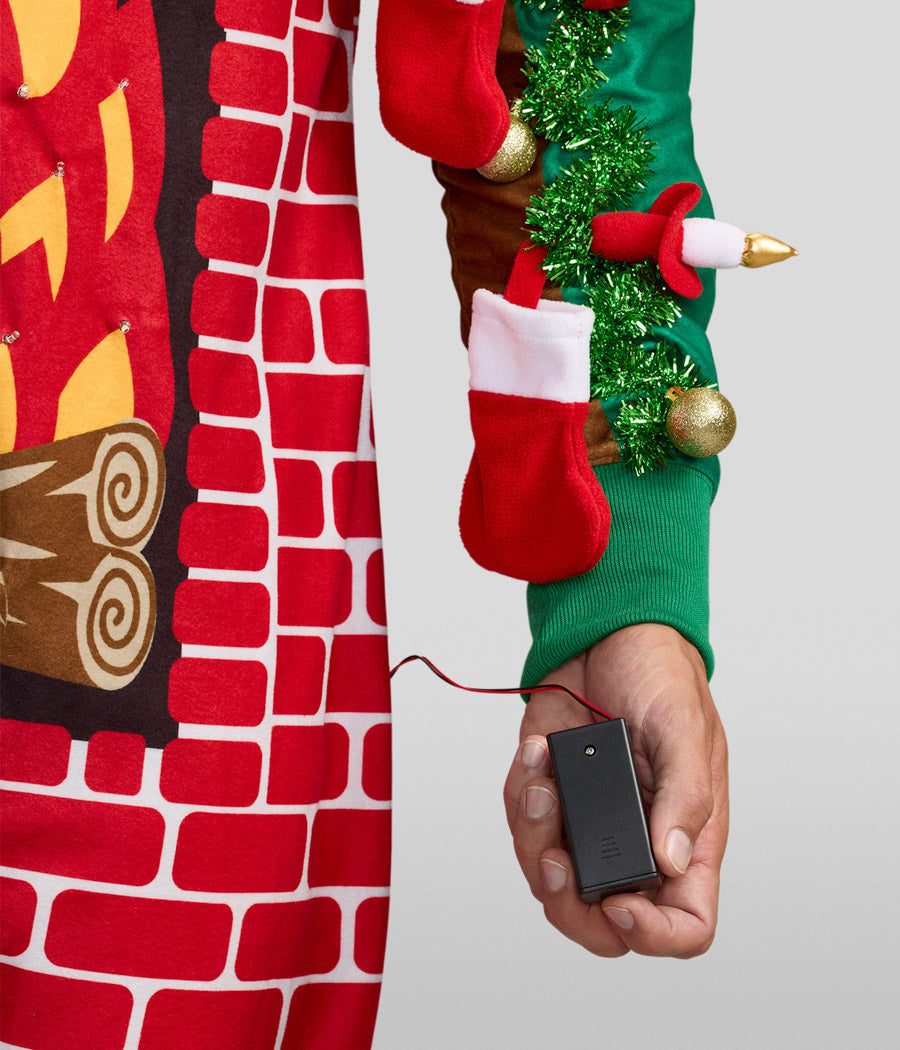 Men's Festive Fireplace Light Up Jumpsuit