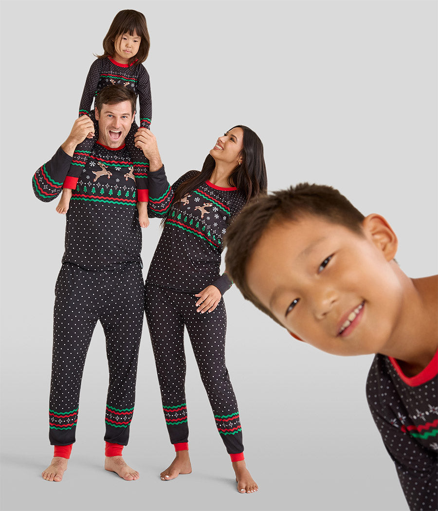 Girl's Fair Isle Rudolph Crew Neck Pajama Set