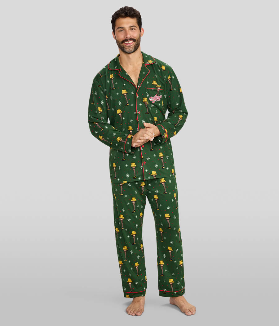 Men's Leg Lamp Lapel Pajama Set