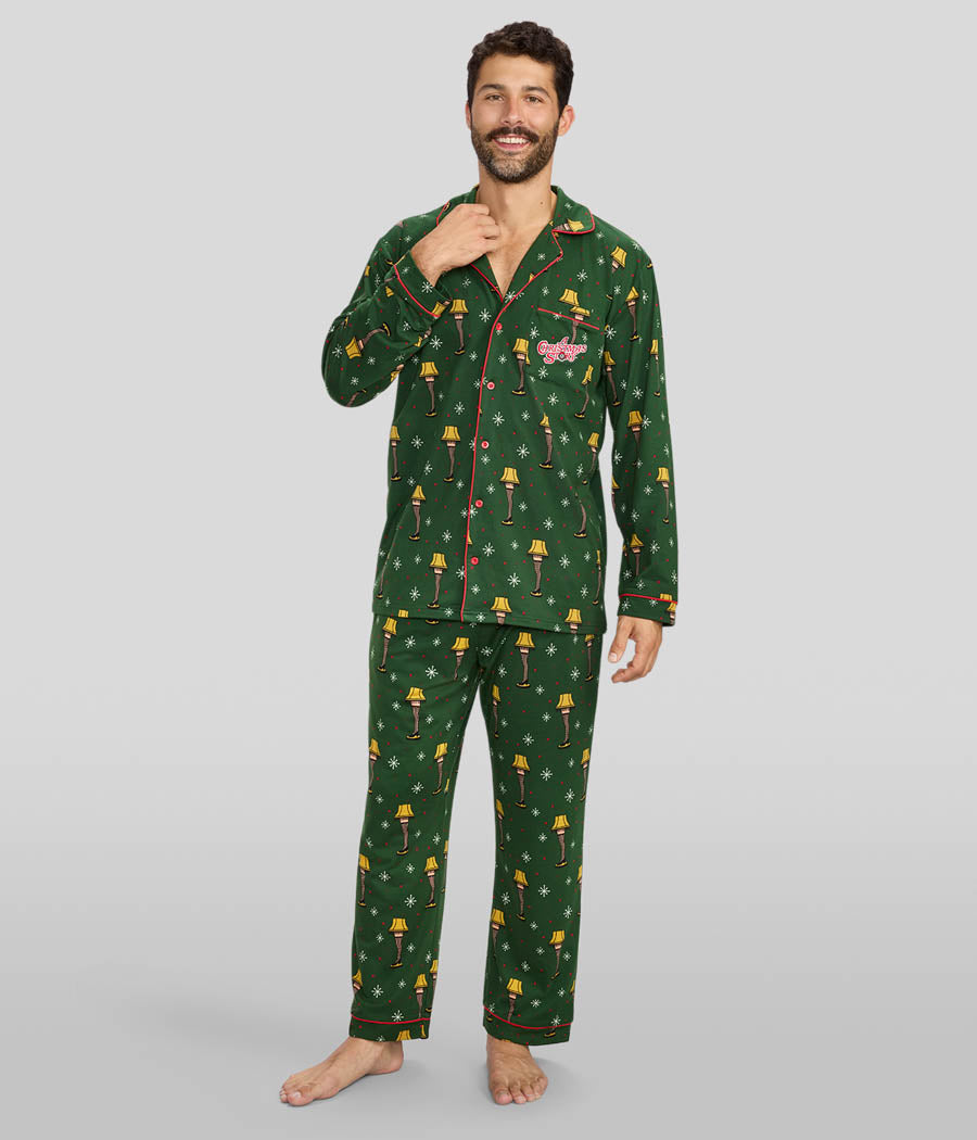 Men's Leg Lamp Lapel Pajama Set