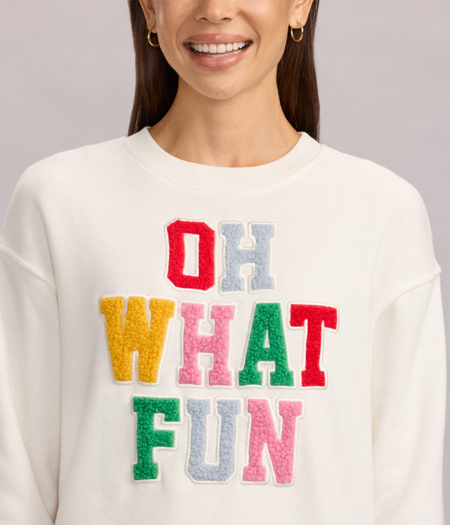 Women's Oh What Fun Patch Letter Sweatshirt