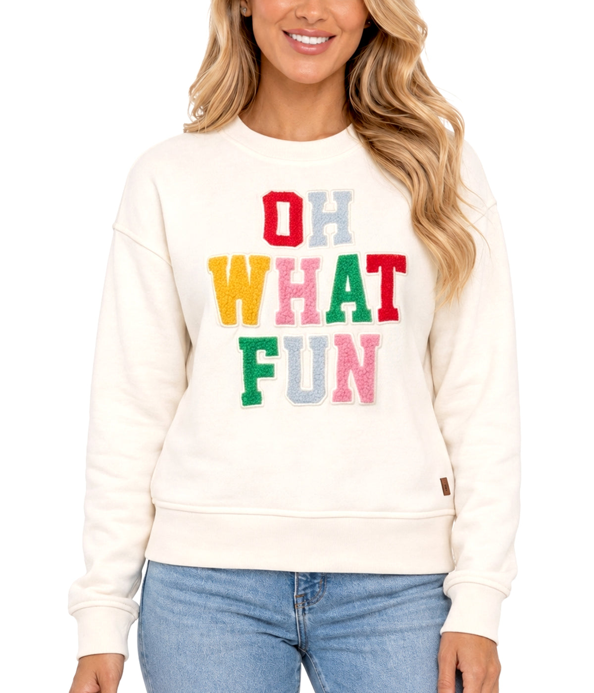 Women's Oh What Fun Patch Letter Sweatshirt