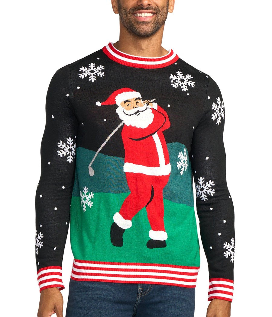 Golfing Santa Ugly Christmas Sweater: Men's Christmas Outfits | Tipsy Elves