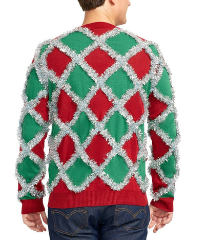 Men's Tacky Tinsel Ugly Christmas Sweater Image 2::Men's Tacky Tinsel Ugly Christmas Sweater