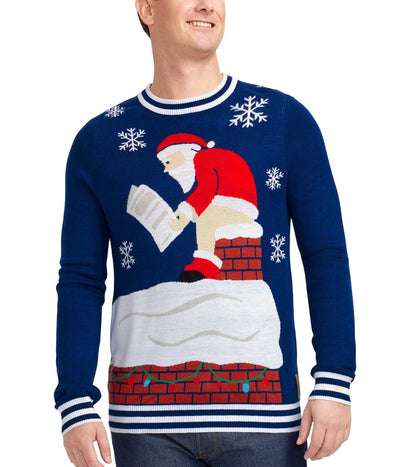 Men's Santa's Log on the Fire Ugly Christmas Sweater