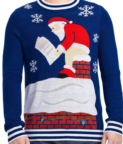 Men's Santa's Log on the Fire Ugly Christmas Sweater Image 3