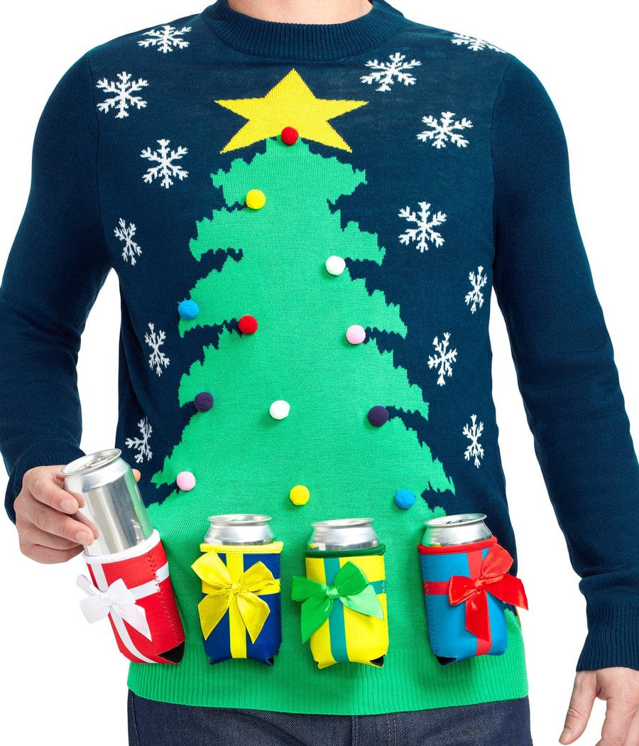 Men's Christmas Tree with Beer Holsters Ugly Christmas Sweater Image 3::Men's Christmas Tree with Beer Holsters Ugly Christmas Sweater