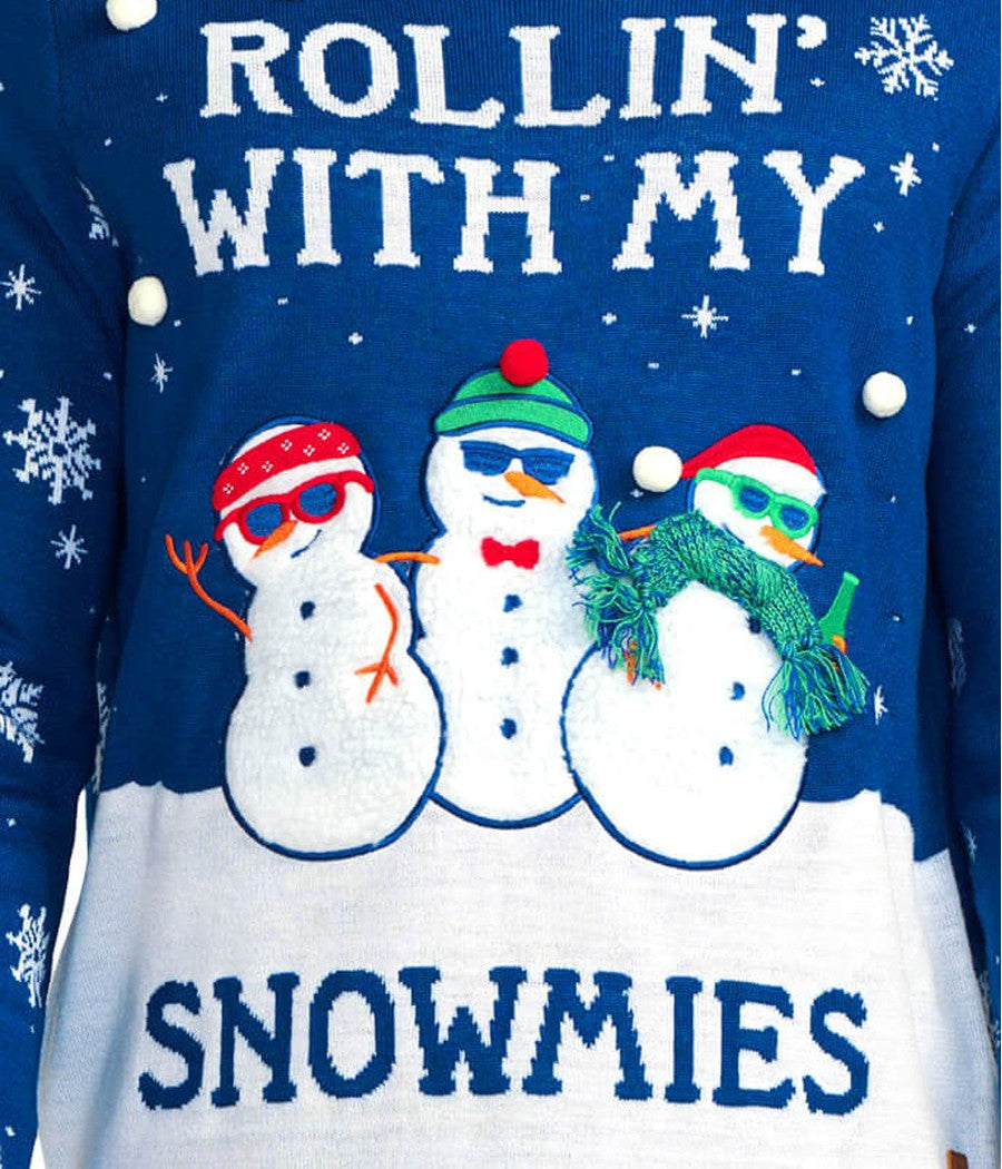 Men's Rollin' With My Snowmies Ugly Christmas Sweater