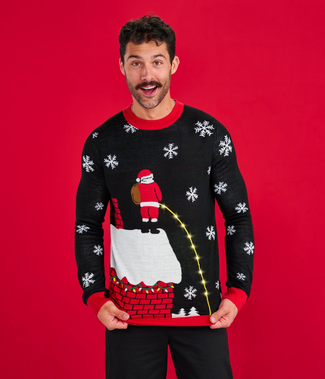 Men's Leaky Roof Light Up Ugly Christmas Sweater Image 2