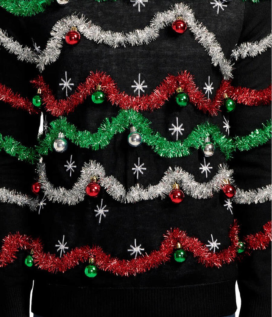 Midnight Garland Light Up Ugly Christmas Sweater: Men's Christmas