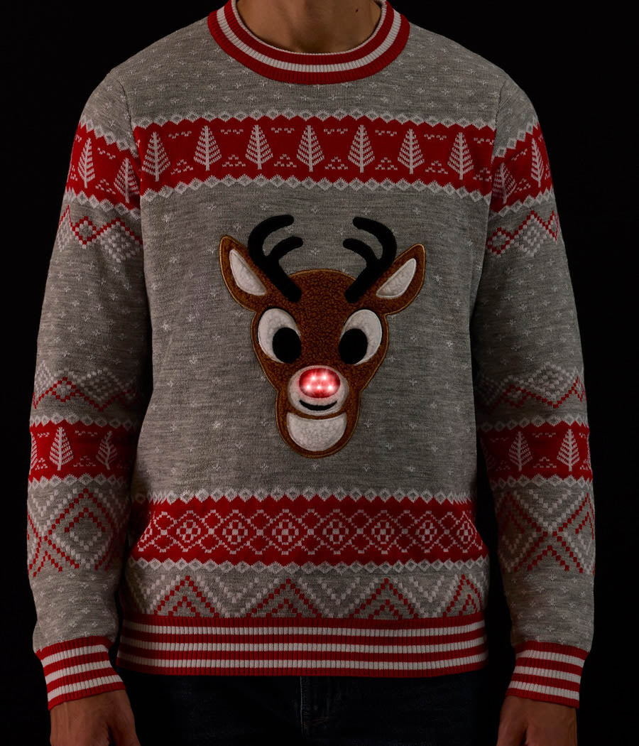 Men's Rudolph Light Up Ugly Christmas Sweater