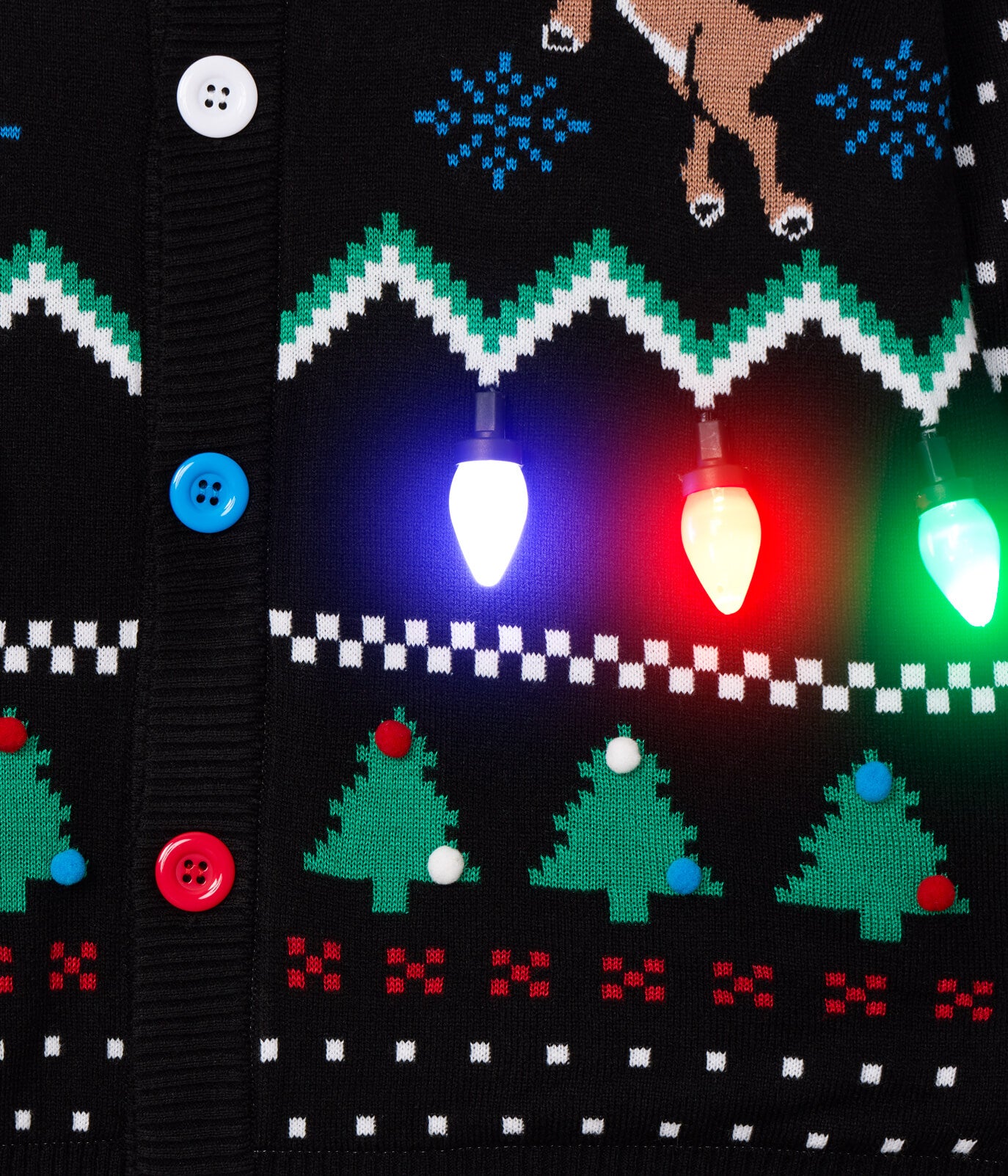 Men's Fair Isle Rudolph Light Up Christmas Cardigan Sweater