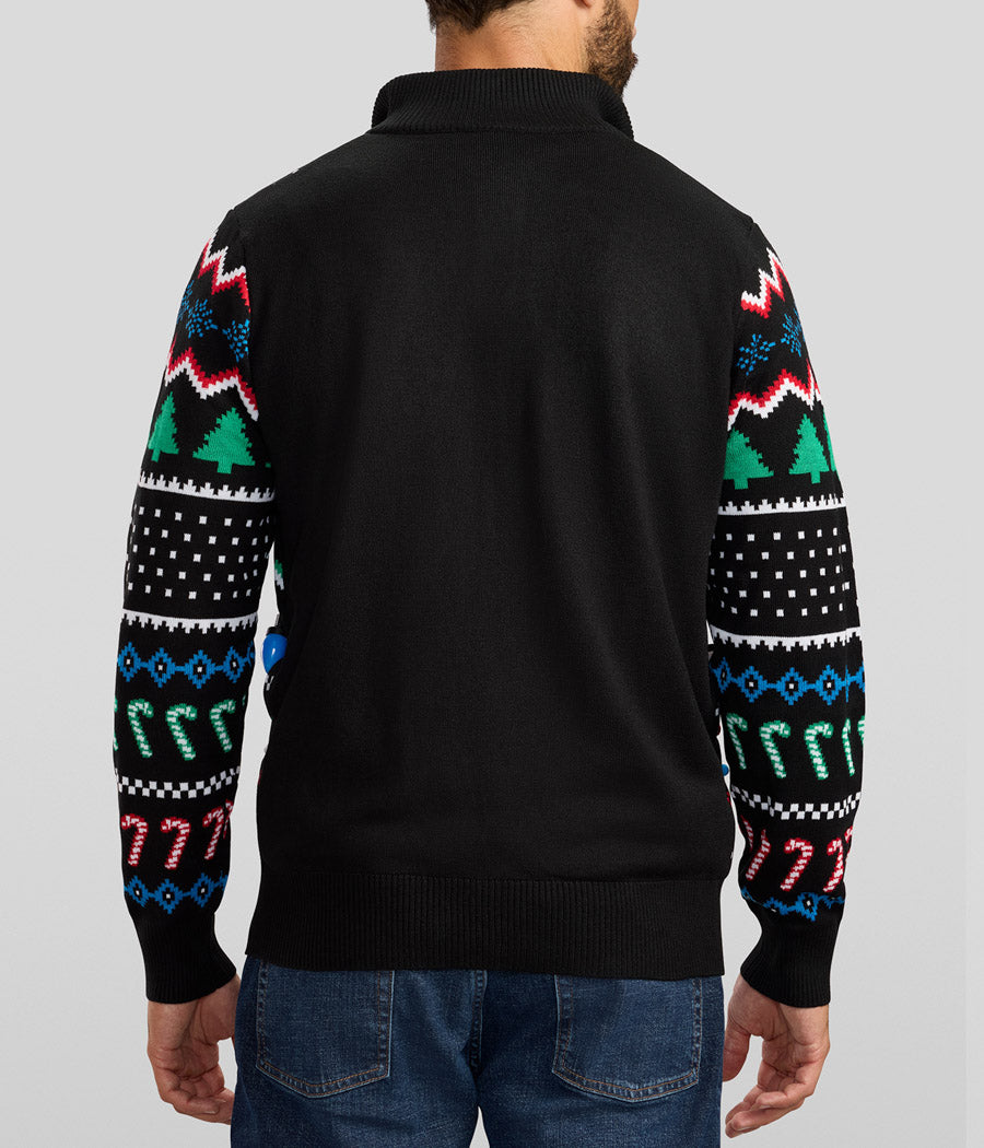 Men's Fair Isle Rudolph Light Up Christmas Cardigan Sweater